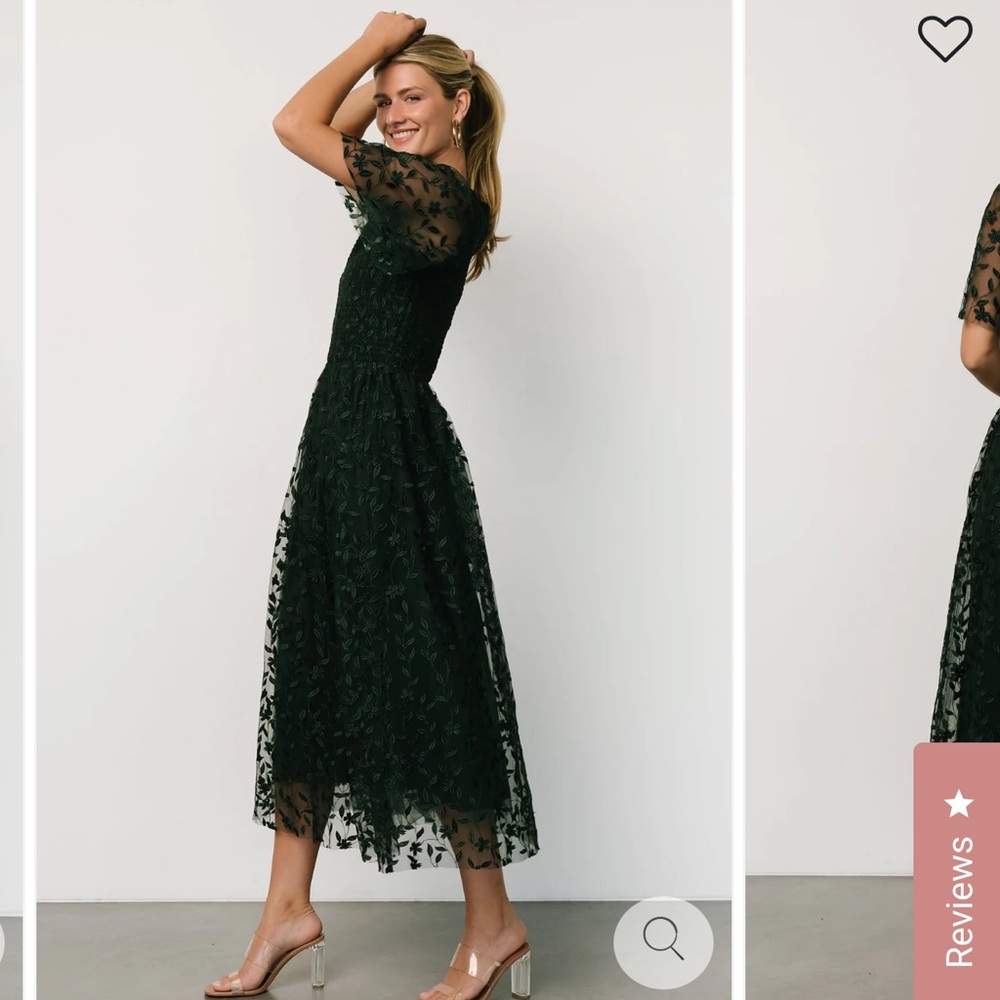 Kendra Dark Green Embroidered Dress - Picture 2 of 4